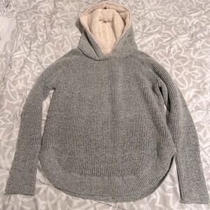 Lety & Me grey cozy sweater with sherpa hood ladies medium